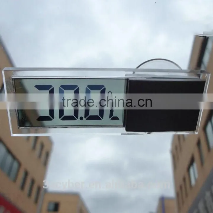 Suction On Windscreen Auto Rear View Mirror Digital Car Thermometer