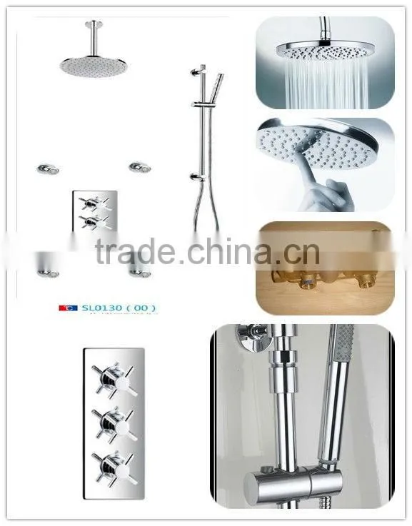 Concealed Rain Shower Set Thermostatic Shower Valve Rain Shower Head Spa Body Massage Spray Jets