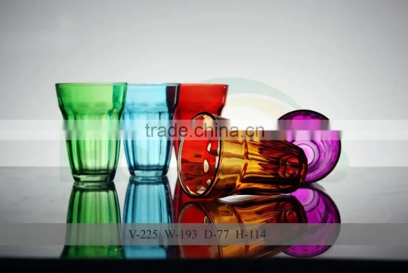 orange painted glass cups for drinking set colored cups