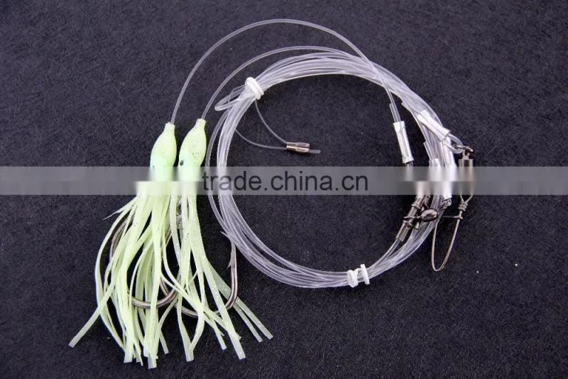 Groper Heavy Duty rigs two or three luminous squids 13/0 recurve circle hooks effective on other deep water fish