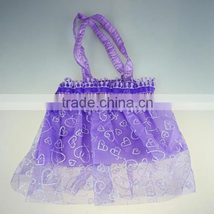 Fancy dress shape pouch bags lace handbag for kids