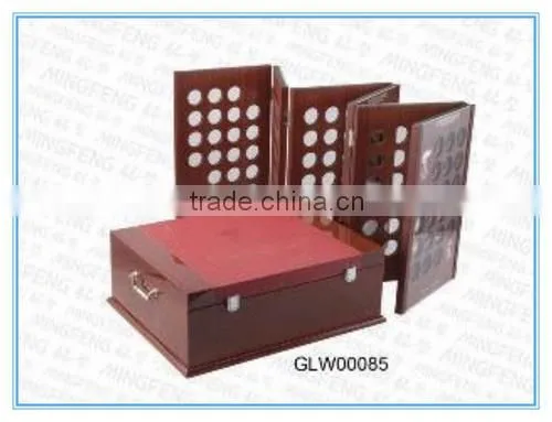 luxury wooden coin boxes for three coin packaging