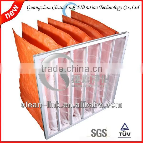 F5 non woven fabric luminum frame pocket orange medium efficiency air conditioner bag filter
