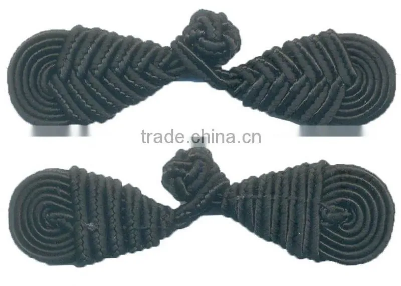 Height 2.2 Centermeter All Black Sew On 100% Nylon Chinese Knot Frog Buttons
