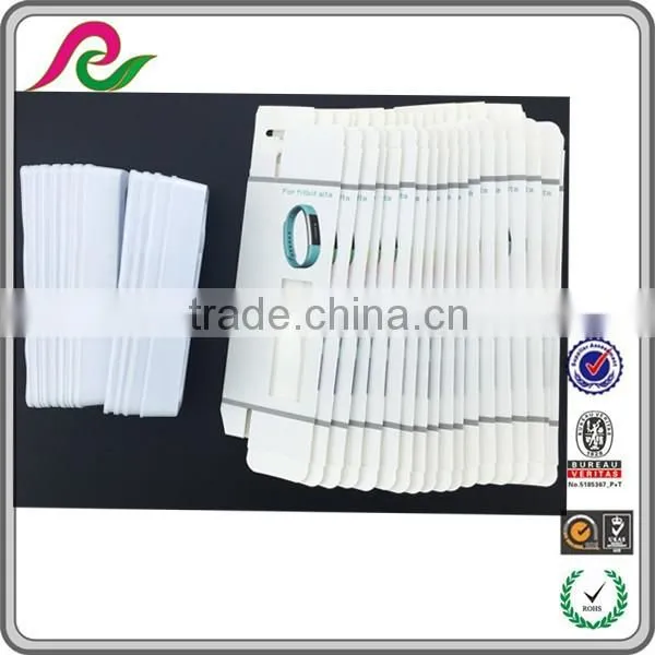 Folding paper box with clear plastic window for sports bracelet packing