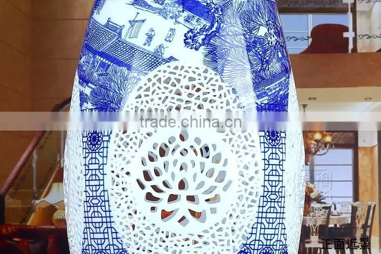 Vintage LED Pendant Light Blue White Porcelain Chandelier Star Jingdezhen Ceramic Loft Coffee Bar Restaurant Kitchen Lights