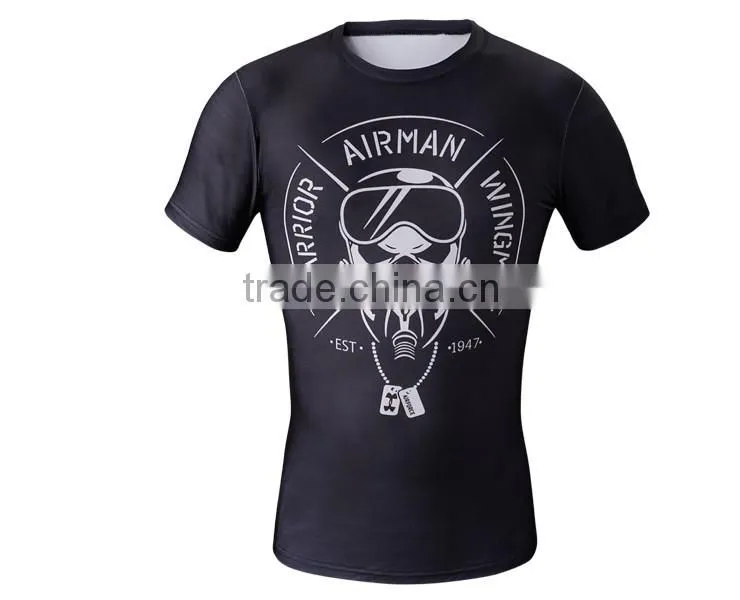 OEM Factory Wholesale High Quality Marvel Superhero Clothes Compression Tights T Shirt 3D Printing Men Tops
