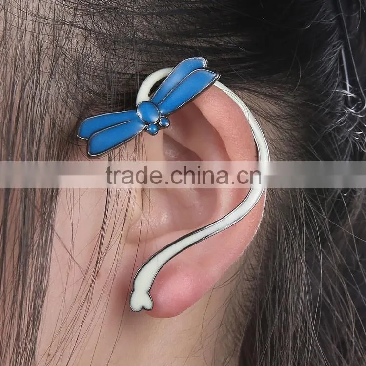 glow in the night ear cuff flat stud earring pearl