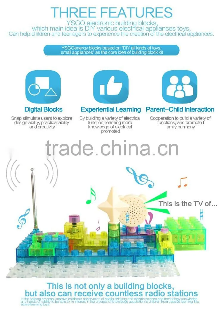 44PCS 120 projects kids plastic electronic building blocks
