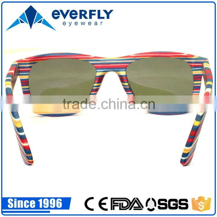 Colorful cheap handmade wood frame Polarized Mirror wooden sunglasses
