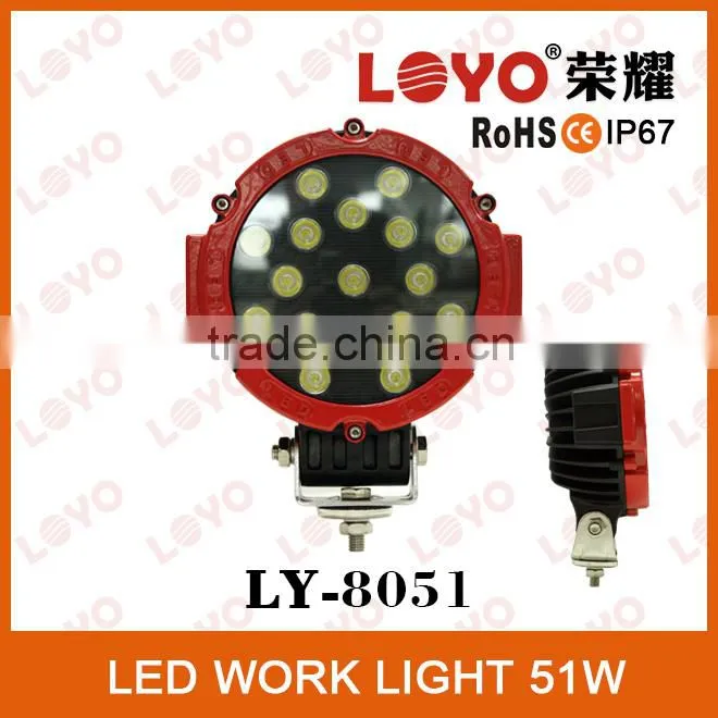 Auto Parts Offroad LED Work Light IP67 12V Epistar 51W LED Work Light for cars, Red/Black 51w LED Work Light
