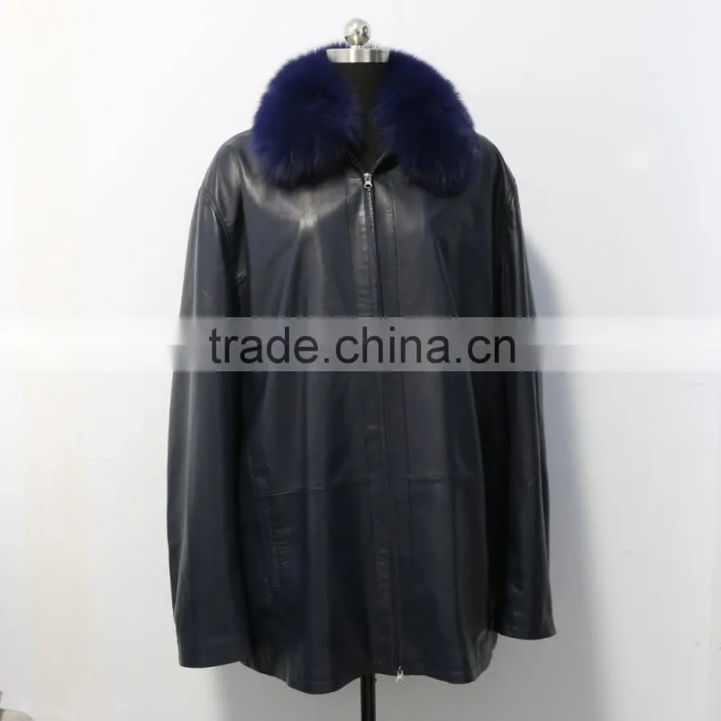 wholesale sheep leather long coat for men/men's sheep leather coat