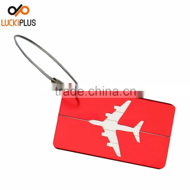 Luckiplus Colorful Aluminum Air Plane Pattern Luggage Tag ID Tag Name Card Holder Yellow