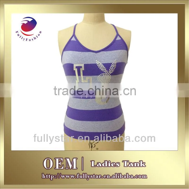 cotton city t shirts sleeveless yarn dyed stripe printed