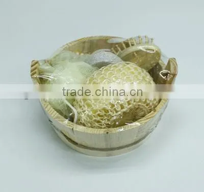massage scrubber &pumice stone spa set in wood basket