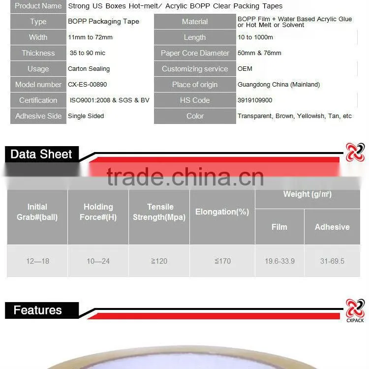 advertising single sided self-adhesive clear opp tape