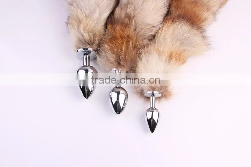 dog tail vibrating metal anal plug ,lady and man fox's tail butt plug, dog tail anal plug, butt plug tail