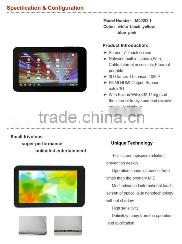 Fashionable firmware android mid with Wifi,HDMI