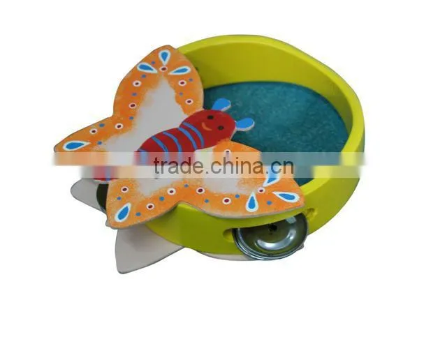 Children customized wooden toy musical Instrument butterfly tambourine for childen