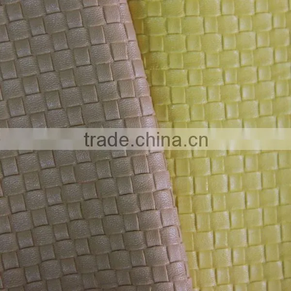 Weave embossed PVC leather for sofa upholstery fabric usage