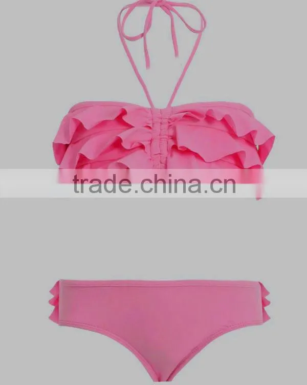 Latest fashion ruffles sexy kids bikini with various colours