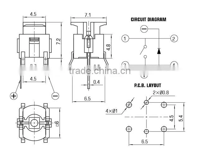 50mA illuminated tact switch with colorful LED TSL06123