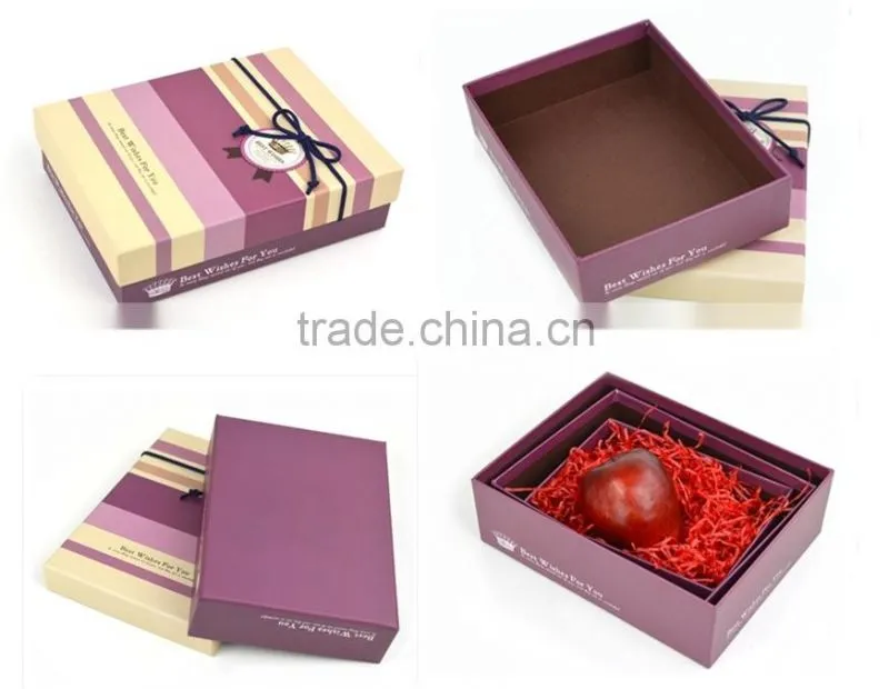 CUSTOM HANDMADE RECYCLED RECTANGLE DECORATIVE CARDBOARD PACKAGING GIFT PAPER BOX WITH ROPE CLOSURE