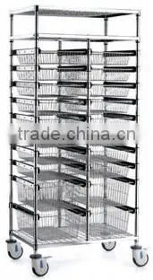 Hospital Sliding Basket Storage System Trolley