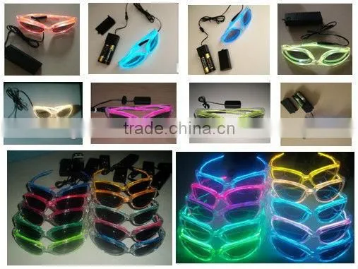 best-selling flashing el glasses in red color with 3v Battery pack