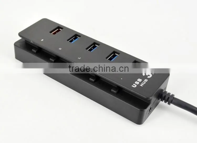 Super Speed 5 port USB 3.0 HUB with individual on/off switches , 4 port USB 3.0 HUB +1 quick charging port