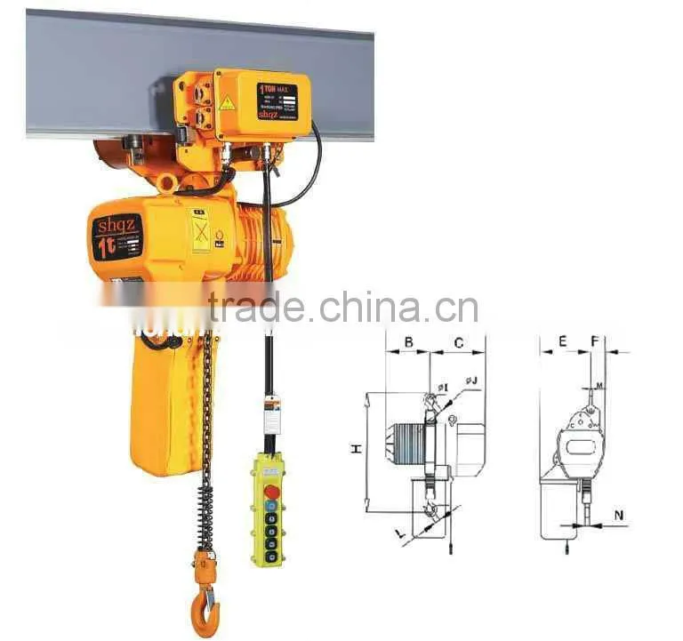 CD1 Electric Wire Rope Hoist / Electric Chain Hoist With Hoists Hook