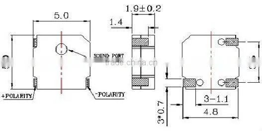 5mm smallest 280 degree SMD magnetic buzzer