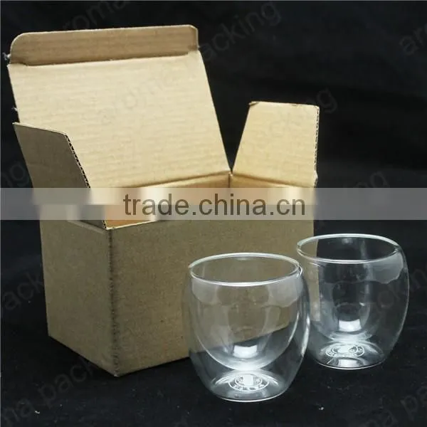 High quality double wall borosilicate glass cup with color box packing