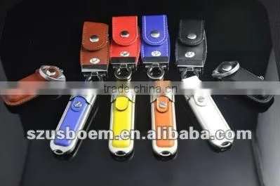 Free Custom Logo Leather USB For Promotional Gift