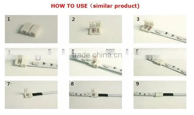 cheap 10mm Solderless RGB 4pin Connector Clip for RGB 5050 led strip light