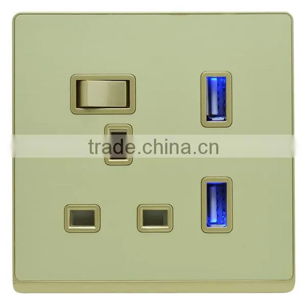 double usb wall socket uk 13A, dual usb socket5V 2.1