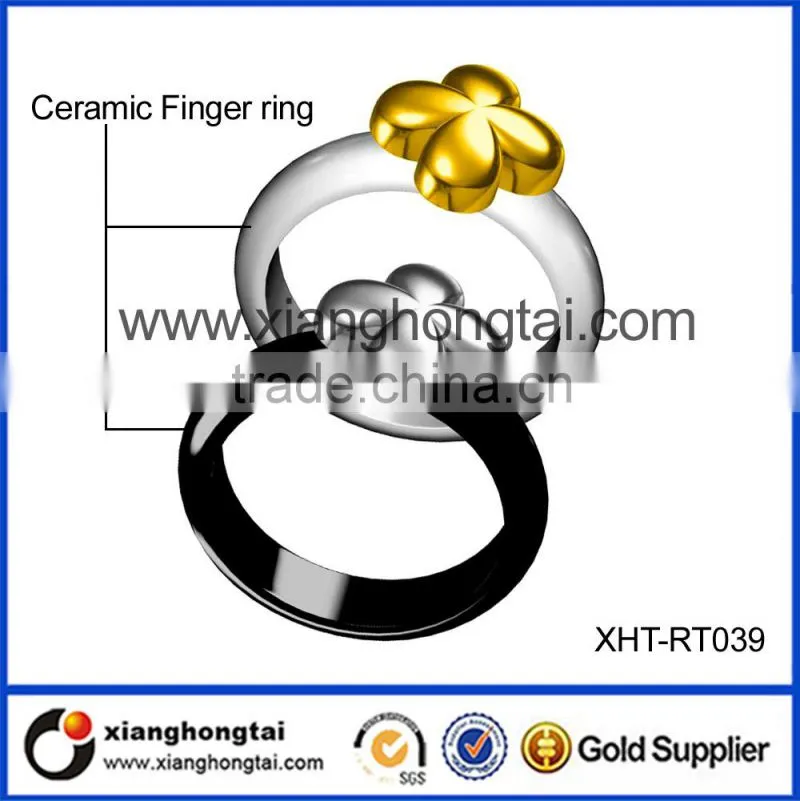 Modern 24K golden Lucky clover Ceramic Finger Ring