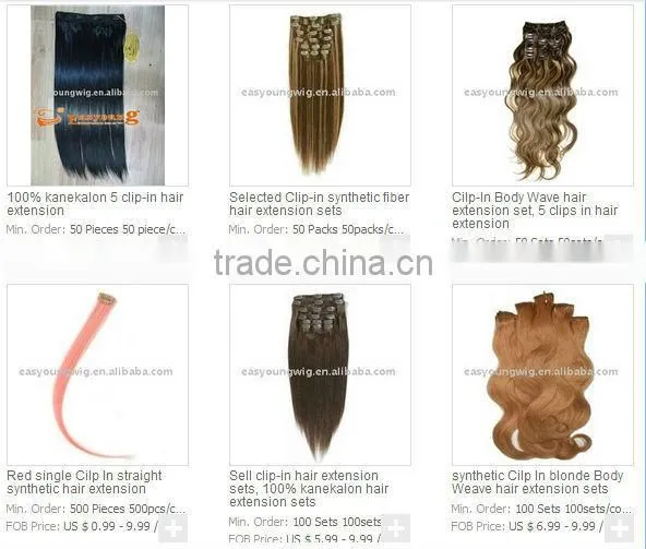 Heat resistant hair extension sets, fake clip in halo hair extensions