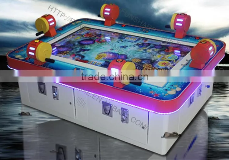 Funshare 6 players coin operated arcade fishing game machine fish hunter with rocker bar