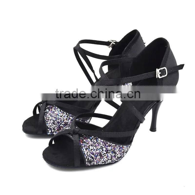 Evkoo shiny latin dance shoes with leather soft sole salsa dance shoes close toe dance shoes
