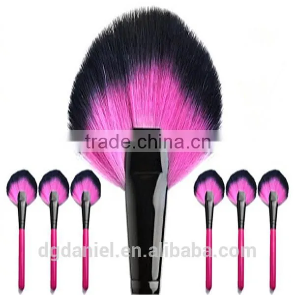 Wooden rose handle Cosmetic fan brush double sided natural hair makeup brush