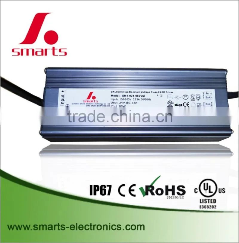 80w 24v dc power supply triac dimmable constant voltage led driver with 3 year warranty