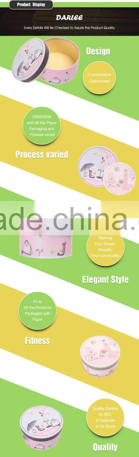 Professional OEM custom size printing round cylinder paper gift diy hat box