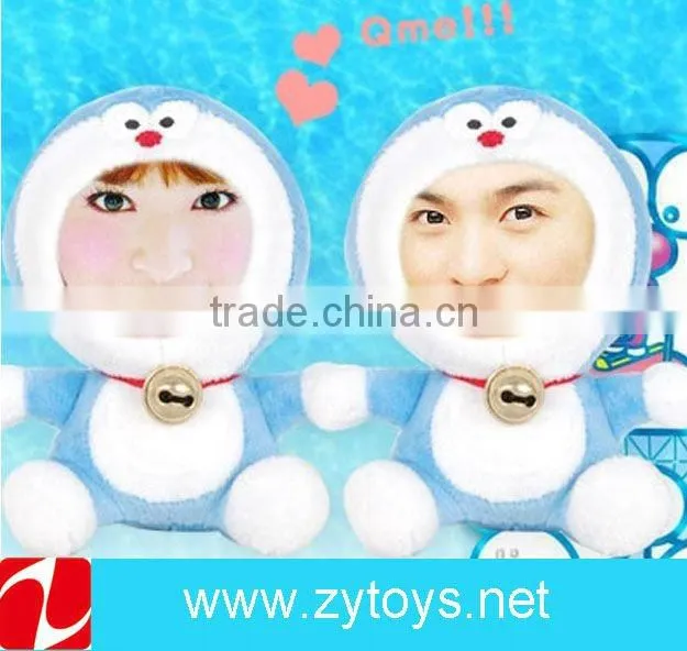3d face plush rabbit toy with photo