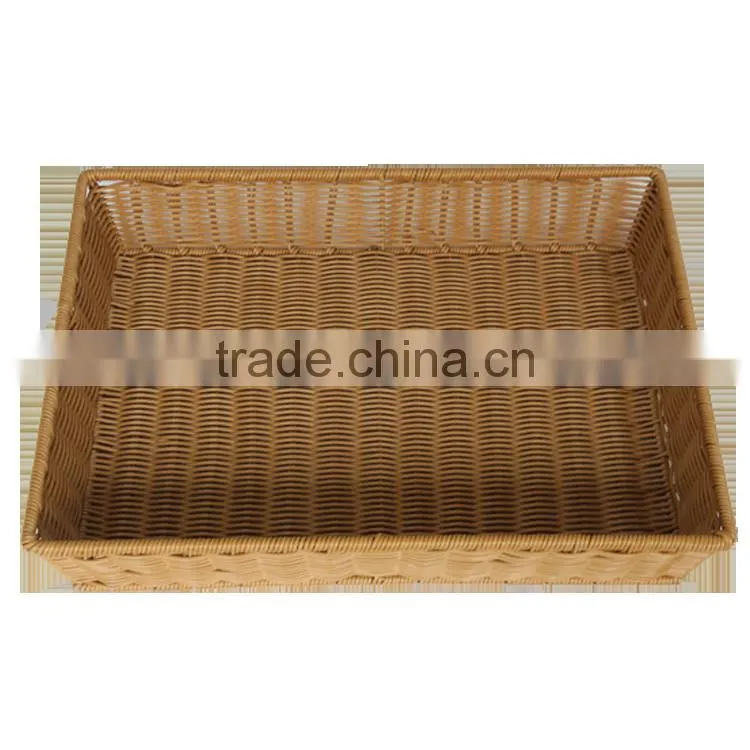 Functional washable plastic wicker rattan display basket for fruit storage