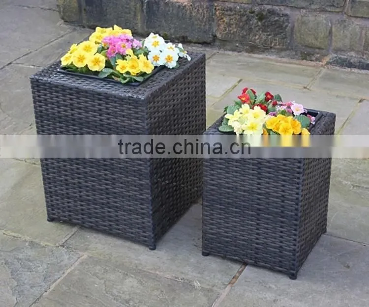 Greening decoration round resin rattan planter box outdoor flower pots garden