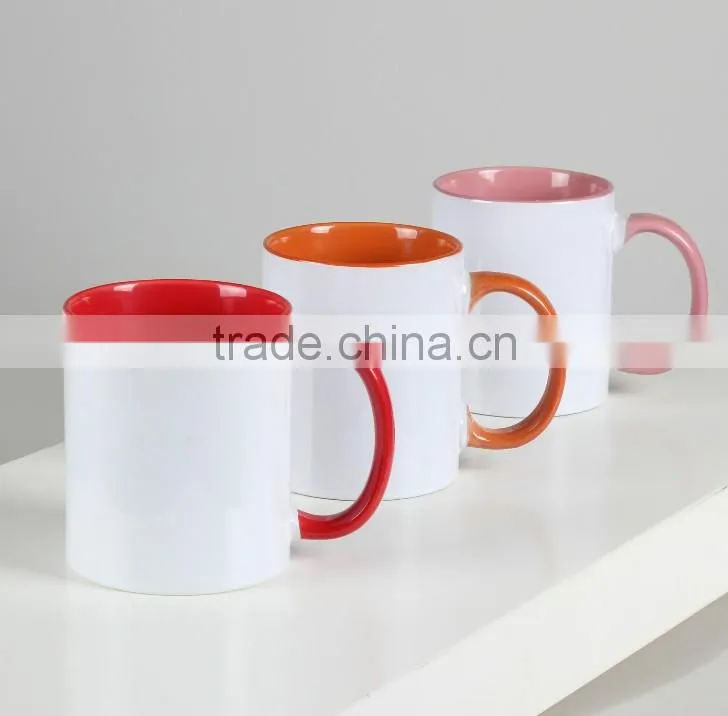 Popular 11oz Porcelain Mug Inner Colorful Blank Sublimation Printing Mug