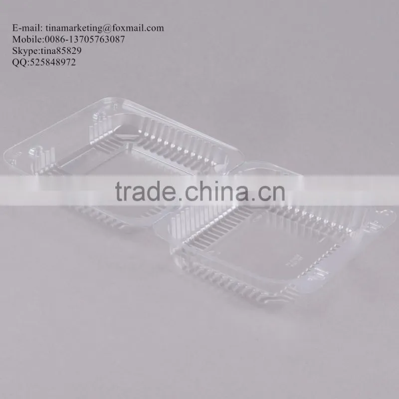 Durable OPS Clear Hinged Plastic Small Oblong Container/ Plastic Bakery Container/ Plastic Food Container for Take Out