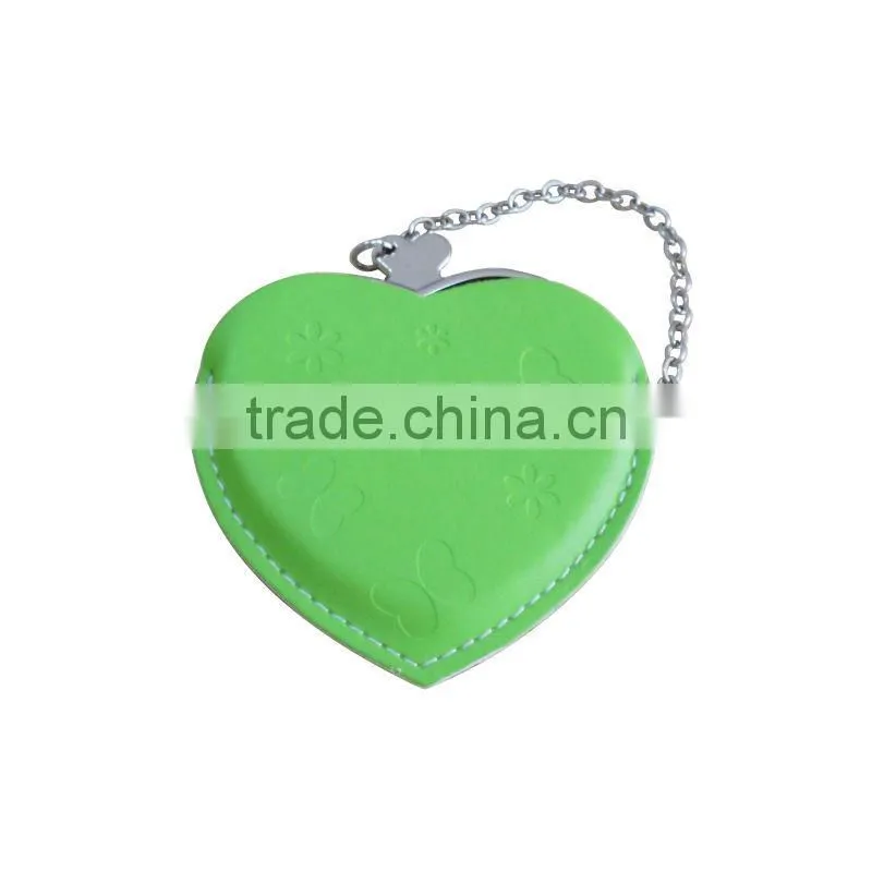 Hot Sublimation Sell Heart Hand Mirror with Leather Case