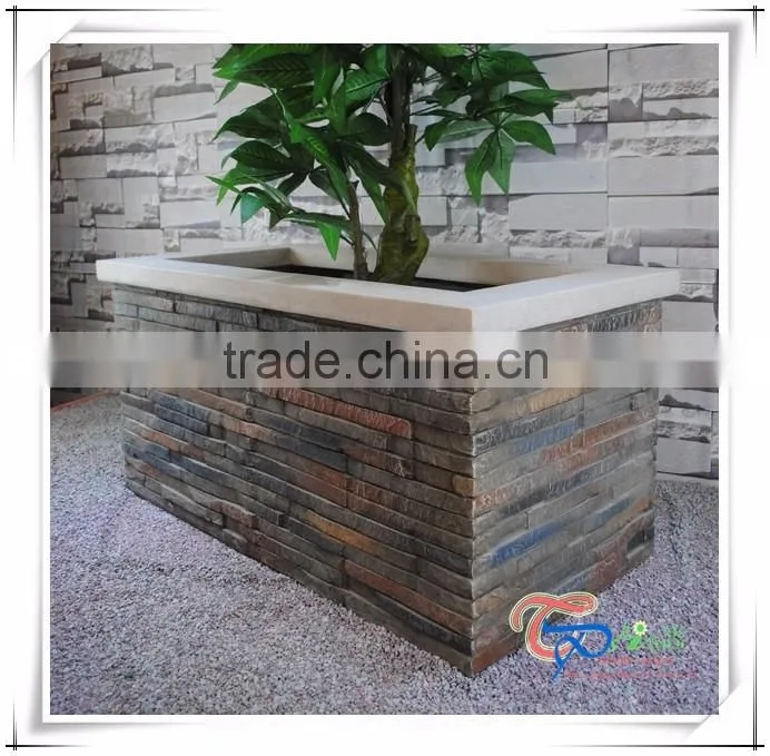 Fiberglass Stone Square Plant Container